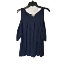 Max Studio Cold Shoulder Shirt Blouse ~ Sz M ~ Blue ~ Short Sleeve - $17.09