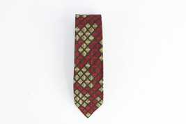 Vintage 80s Christian Dior Silk Diamond Geometric Neck Tie Suit Tie USA - £19.63 GBP