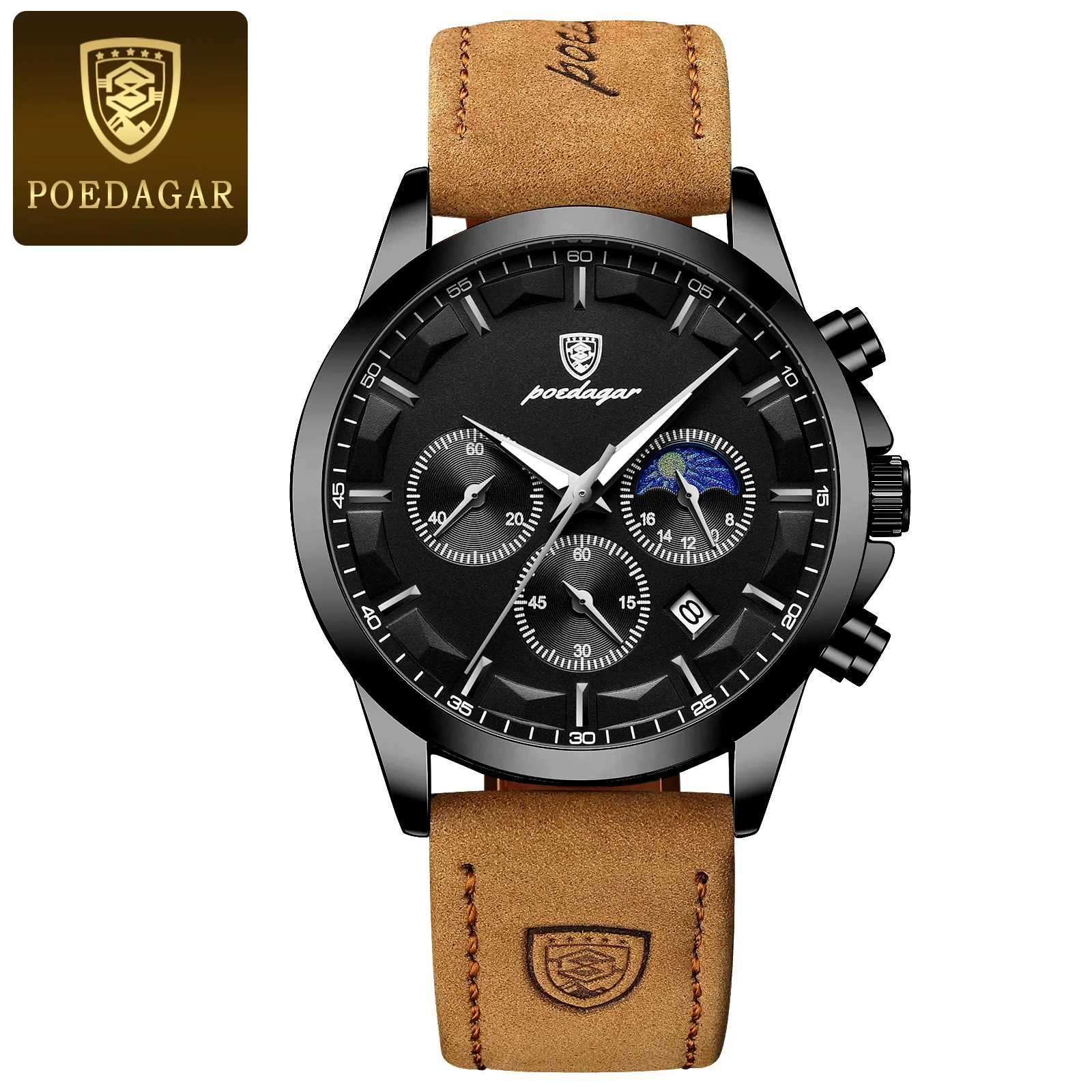 Luxury Man Wristwatch Sports Leather Men Quartz Watch Waterproof Luminous Calend - £27.48 GBP
