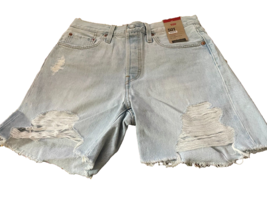 Women&#39;s Levis 501 High Rise, Button Fly, Light Wash, Ripped Shorts Size 28 NWT - £16.81 GBP