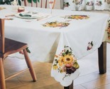 Spray Printed Fabric Tablecloth w/puff applique,60&quot;x84&quot;Oblong, FRUIT BAS... - $21.77