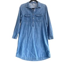 Old Navy Small Blue Denim Cotton Button Front Shirt Dress Pockets Long S... - £14.79 GBP