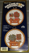 Vogart Decorator Doubles Cross Stitch Kit Floral Farmhouse w Hoops Frame... - $8.25