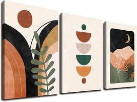 Orange Minimalist Boho Wall Art Geometry Neutral Abstract Art Modern 3 Pieces St - £45.51 GBP
