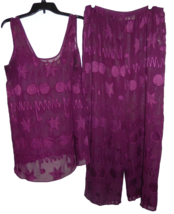 Victoria&#39;s Secret 1980&#39;s Women&#39;s Large Pajama Set Sheer Sleeveless Top W... - £35.13 GBP