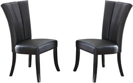 Set of 2 Faux Leather Tufted Chairs Dining Seat Chair Black Birch Veneer MDF - £264.12 GBP