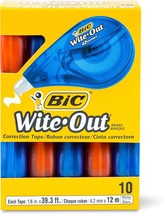Bic Wite-Out Brand Ez Correct Correction Tape, 39.3 Feet, 10-Count Pack ... - $31.99