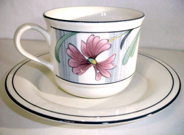 Lenox Poppies on Blue Botanical Tea Coffee Flat Cup &amp; Saucer Made in USA... - $12.47