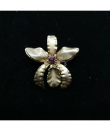Vintage Brooch or Pendant Unmarked Flower w/ Purple Stone Gold Tone 1.75... - £10.45 GBP