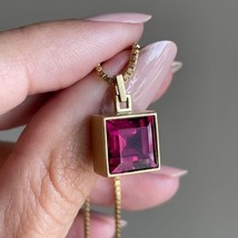 14K White Gold Plated 2.60Ct Princess Cut Simulated Pink Ruby  Pendant Birthday - £64.25 GBP
