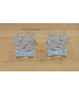 Pair Lead Crystal Clear Glass Modern Star Shaped Taper Candle Holders  2x2 - £15.72 GBP