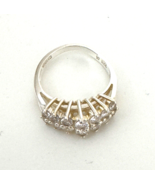 Genuine 925 Sterling Silver Ring Double Row Round Cubic Zirconias Size 7 - £9.70 GBP