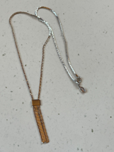Vintage Avon Signed Dainty Silvertone Chain w Tassel Pendant Necklace – chain is - £13.12 GBP