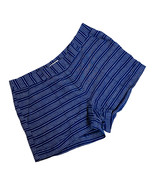 Ann Taylor LOFT Womens Shorts 6 Blue Striped Linen Blend 3.5&quot; Inseam Casual - £11.68 GBP