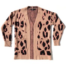 Merokeety women S open front long line cardigan sweater animal print tan... - $12.99