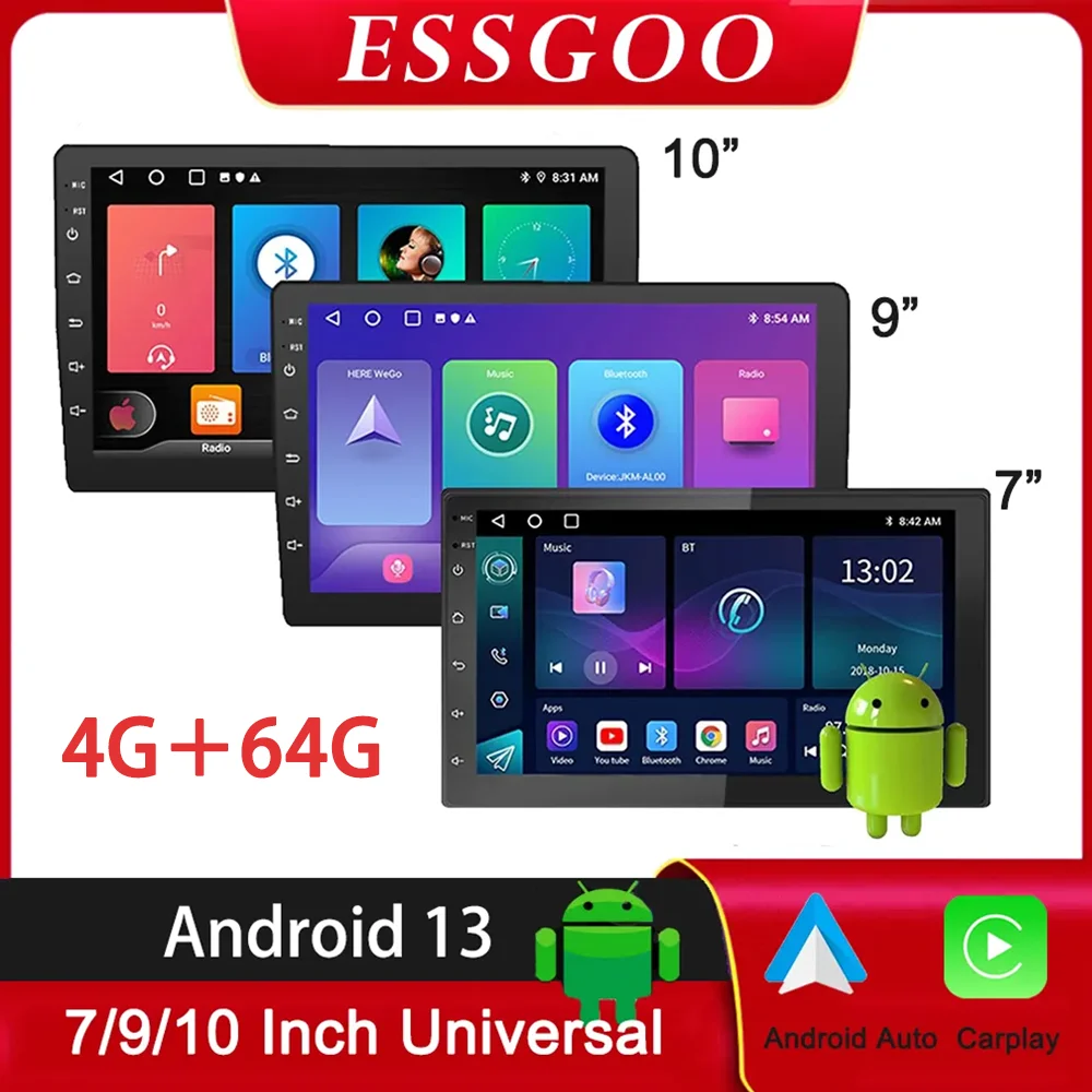 ESSGOO 2 Din Car Radio Carplay Android 4G 64G Multimedia Video Player  7 9 10 - £69.28 GBP+