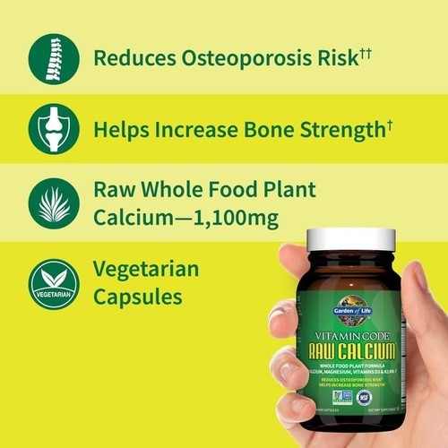 Garden of Life Raw Calcium Supplement for Women and Men - 60 Caapsules(Open Box) Item image 2