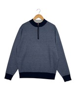 New Peter Millar Sweater Mens XL Blue Half Zip Italian Merino Wool Pullo... - $69.29