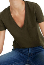 Planet Gold Womens V Neck Drop Shoulder T-Shirt Size Large Color Green - £15.41 GBP