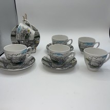 WH Grindley England 6 Cups 4 Saucers Tally Ho Hunt Scene - £23.98 GBP