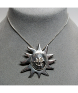 SOLID STERLING 925 SILVER Sun Burst Pendant Necklace Doubles as a Pin 22... - £53.74 GBP