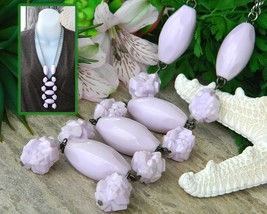 Vintage Lavender Lilac Pastel Ladder Necklace Molded Plastic Beads - $26.95