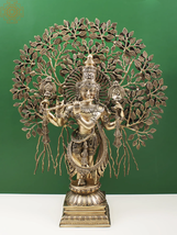 29&quot; Brass Lord Krishna Playing Flute Under a Tree | Lord Krishna Idol | Handmade - £1,414.65 GBP