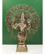 29&quot; Brass Lord Krishna Playing Flute Under a Tree | Lord Krishna Idol | ... - £1,438.04 GBP