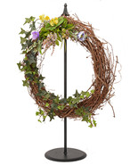 WREATH HOOK STAND 30&quot; Free Standing Wrought Iron Holder Classic Final Am... - £43.29 GBP