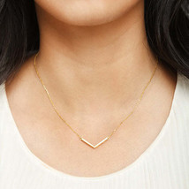 14K Solid Gold Winkel Halskette Jubiläum Schmuck Geschenk Minimalist Gold, - $733.20