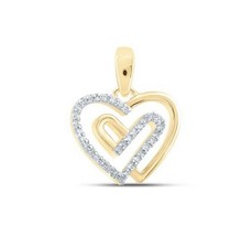 10K Yellow Gold Round Diamond Heart Nicoles Dream Collection Pendant 1/12ctw - £321.95 GBP