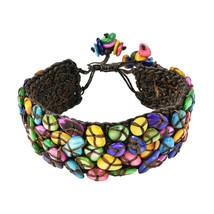 Mosaic Handmade Multi MOP Wristband Pull Bracelet - £14.60 GBP