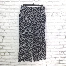 Merona Pants Womens Small Black White Floral High Rise Cropped Wide Leg - £15.92 GBP