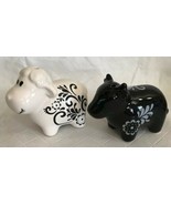 Hand painted Black Bull and White Sheep Salt &amp; Pepper Shakers 2.75” L NEW - $14.99