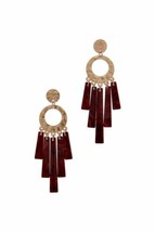 METAL CIRCLE CUTOUT ACETATE FRINGE POST DROP EARRING - £8.82 GBP