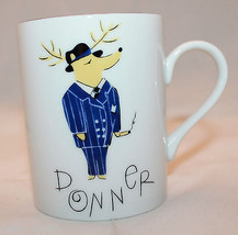 Pottery Barn Reindeer Porcelain White  Donner Coffee Tea Mug Christmas J... - $33.10