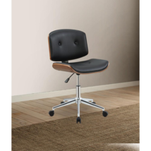 Camila Office Chair, Black PU &amp; Walnut - $173.99