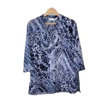 Chico&#39;s | Blue Animal Print Blouse with Sequin Neckline, Chico&#39;s 1 US me... - £19.11 GBP