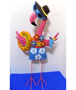 NEW Flamingo Metal Welcome Statue Sculpture Tropical Decor Florida Souve... - $551.57 MXN