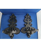 Pair of Vintage Homco #1386 - Black Metal Wall Decor Candle Holders - $41.19 CAD