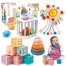 4 In 1 Baby Toys 6-12 Months, Montessori Toys For Babies,Soft Stacking Building  - £47.20 GBP