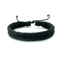 Fashion Handmade Vintage Woven Braided Rope Charm Bracelet for Man Women Black B - £9.93 GBP