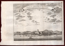 ca1750 Chateau Anglois d&#39;Anamabo Schley West Africa Fort William Engraving - £77.99 GBP