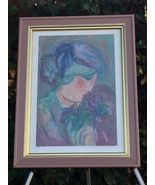 BARBARA A WOOD Hand Signed ABSTRACT VINTAGE FRAMED SERIGRAPH "Wildflower... - $475.20