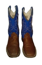 Cody James Western Boot Blue Brown Youth Size 1 D Medium BBSC1840 embroidered - £23.95 GBP