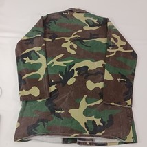 Men's Woodlands Camo Combat Field Shirt Jacket Long Sleeve Size Medium image 2