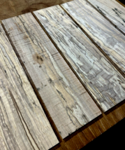 10 THIN, KILN DRIED, SANDED, SPALTED CURLY MAPLE 12 X 3 X 1/4&quot; LUMBER WO... - $44.50