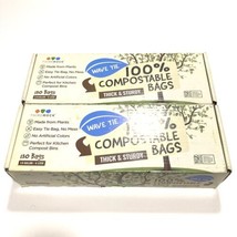 Wave Tie Wavetie 100% Compostable Bags Thick Sturdy 130bags X 2 Boxes - £23.52 GBP