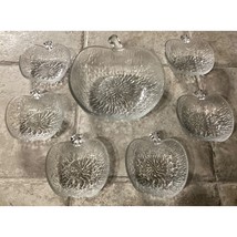 Vintage Italian Salad Fruit Dessert Textured Glass Apple Shaped 7 Piece ... - $35.63