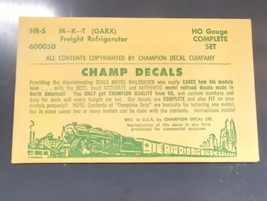 Vintage Champ Decals No. HR-5 MKT GARX Reefer HO Set - £11.90 GBP